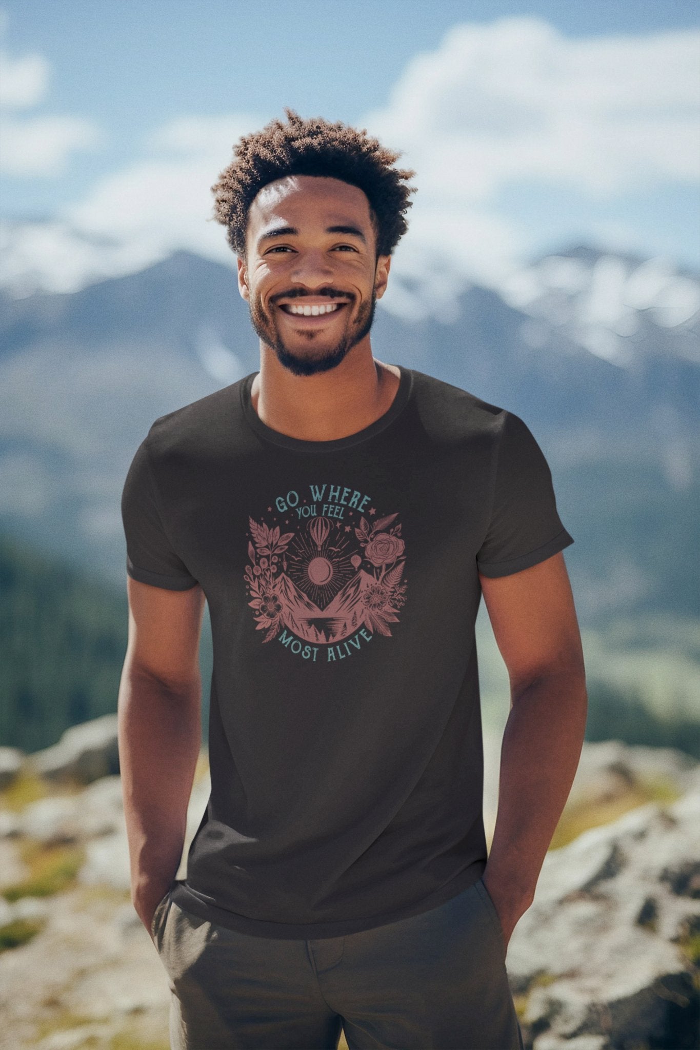Adventure T-Shirt - 'GO WHERE YOU FEEL MOST ALIVE' Design - EternalAscension