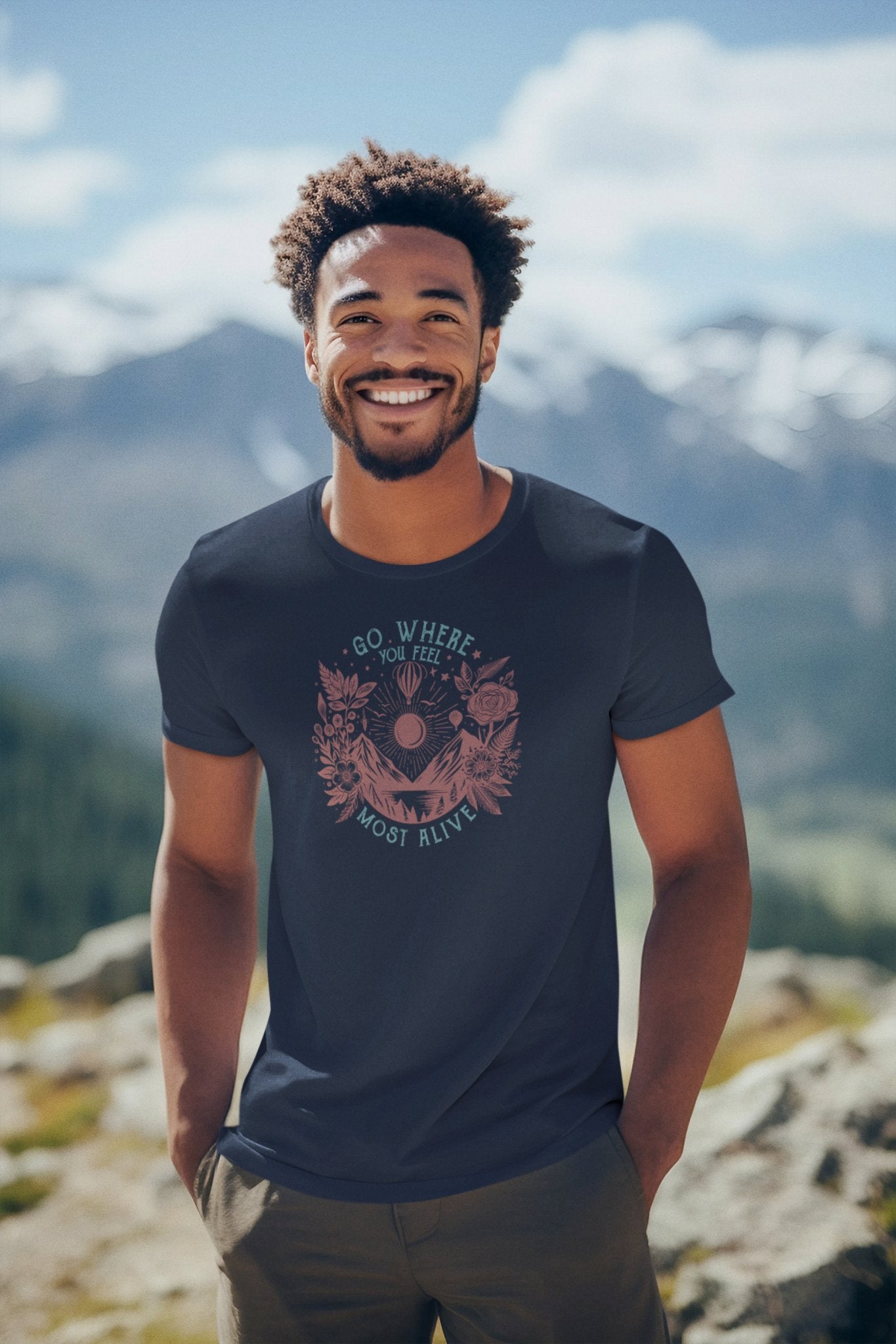 Adventure T-Shirt - 'GO WHERE YOU FEEL MOST ALIVE' Design - EternalAscension