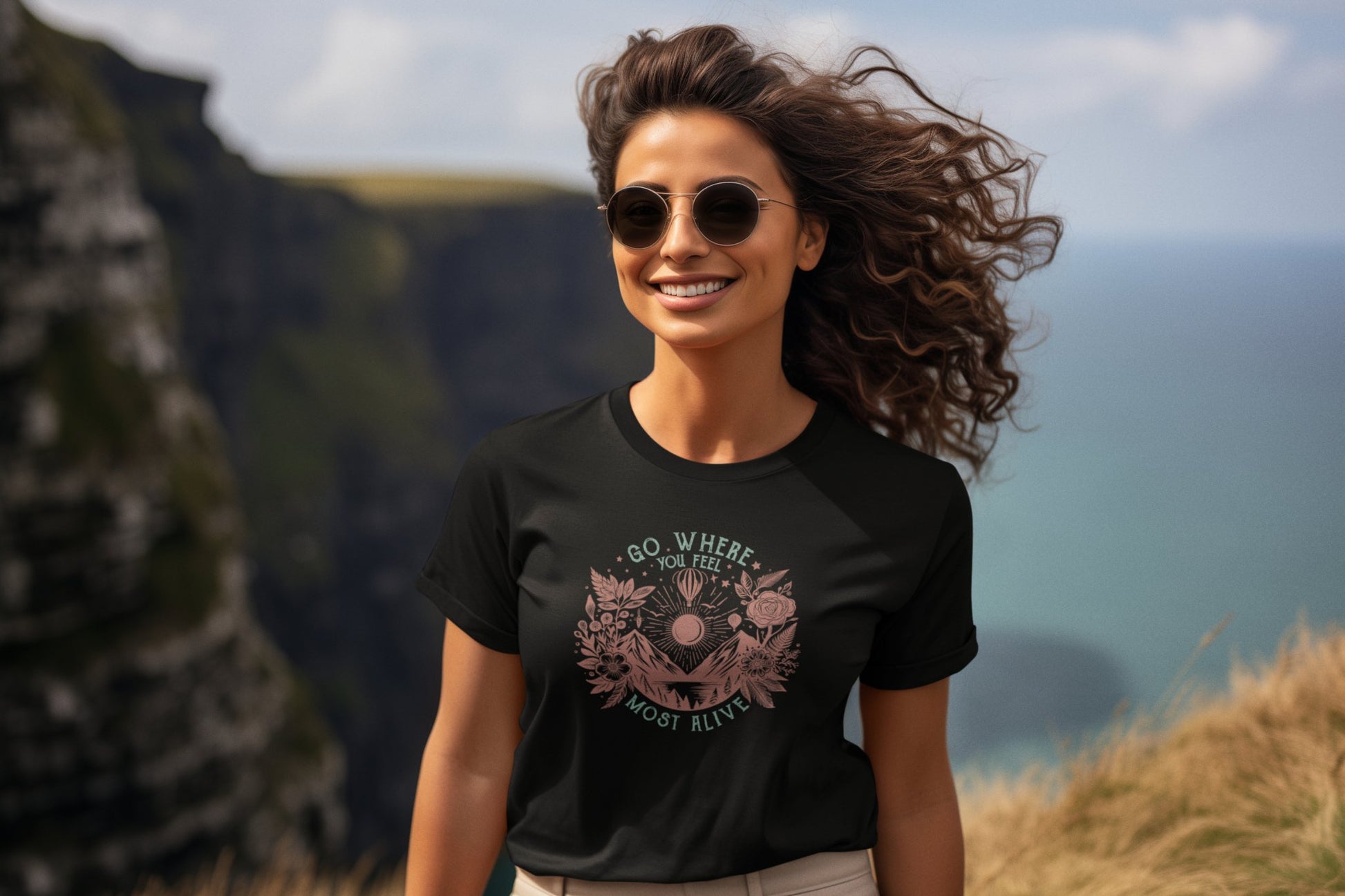 Adventure T-Shirt - 'GO WHERE YOU FEEL MOST ALIVE' Design - EternalAscension