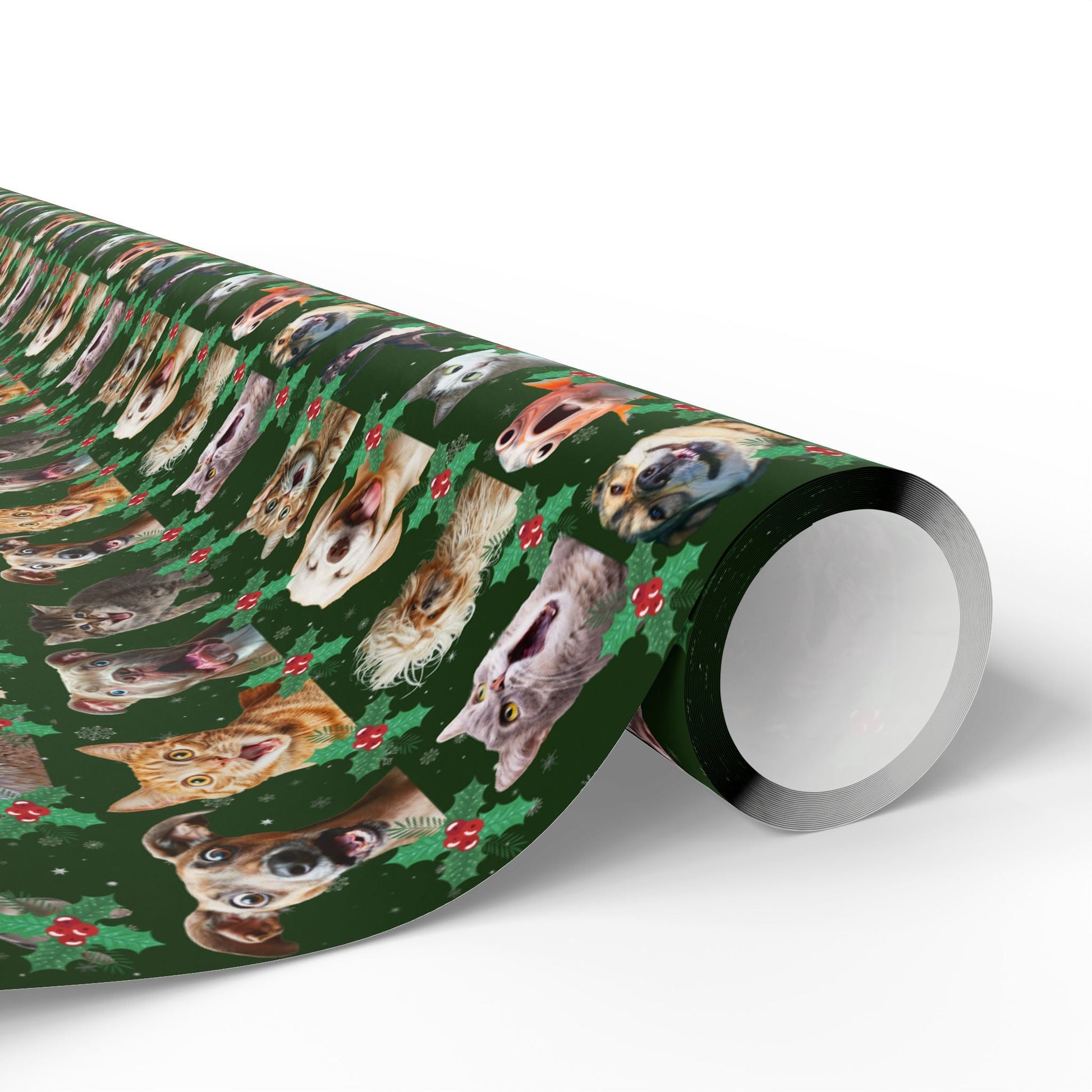 Animal Collage Wrapping Paper, Dog Cat Fish Alpaca Gift Wrap - Festive Holiday Fun, Custom Christmas Pattern, Matte or Glossy Finish, 90gsm - EternalAscension