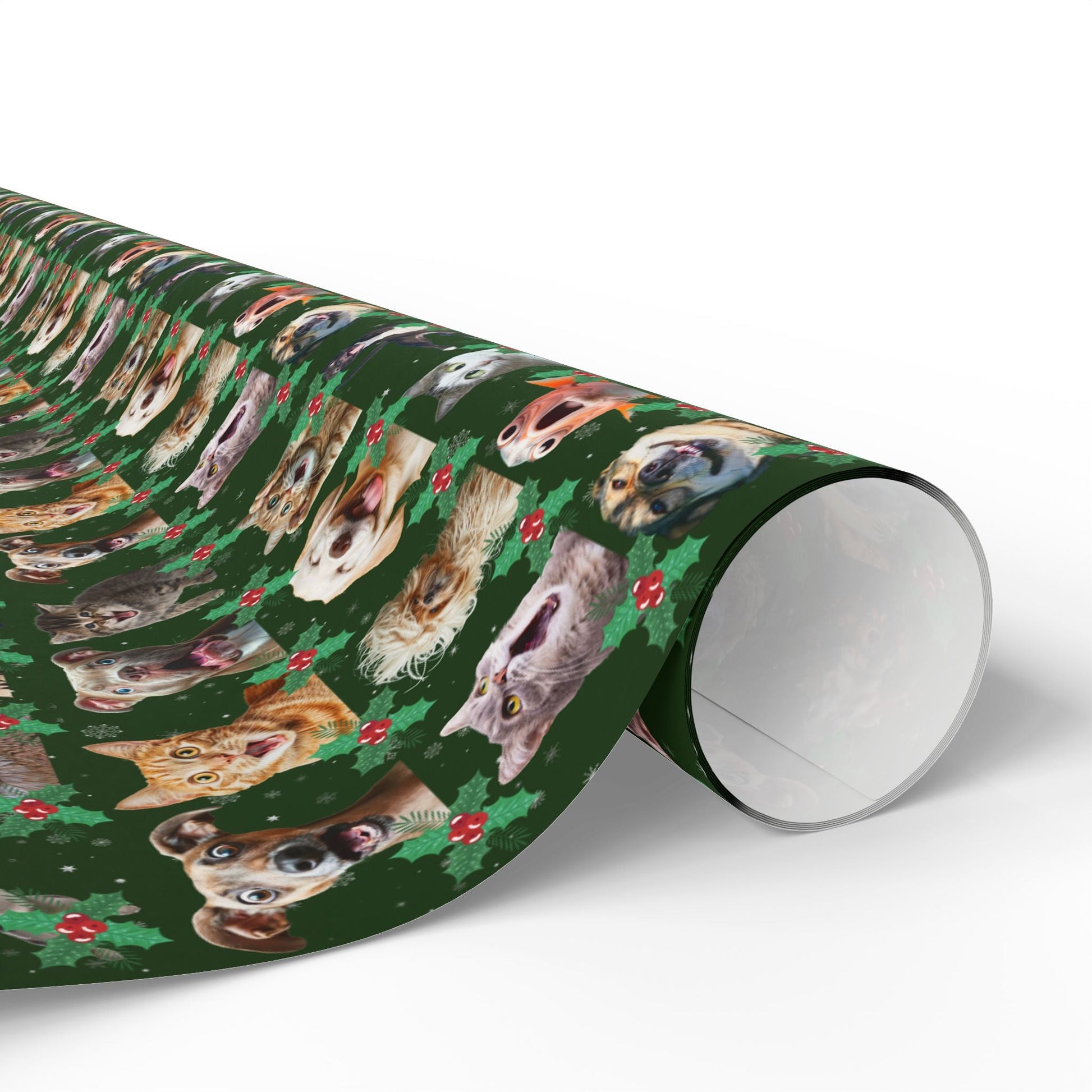 Animal Collage Wrapping Paper, Dog Cat Fish Alpaca Gift Wrap - Festive Holiday Fun, Custom Christmas Pattern, Matte or Glossy Finish, 90gsm - EternalAscension