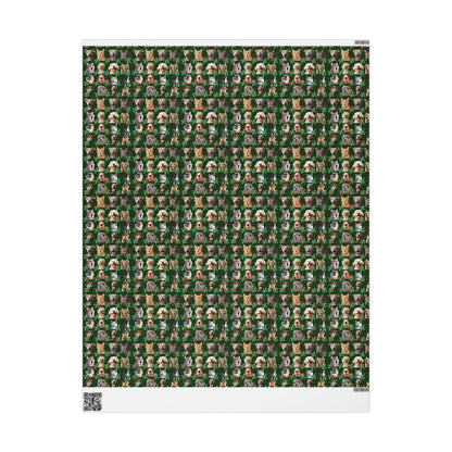 Animal Collage Wrapping Paper, Dog Cat Fish Alpaca Gift Wrap - Festive Holiday Fun, Custom Christmas Pattern, Matte or Glossy Finish, 90gsm - EternalAscension