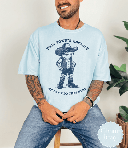 Anti - ICE Frog Cowboy T-Shirt | Vintage Western Statement Tee - EternalAscension