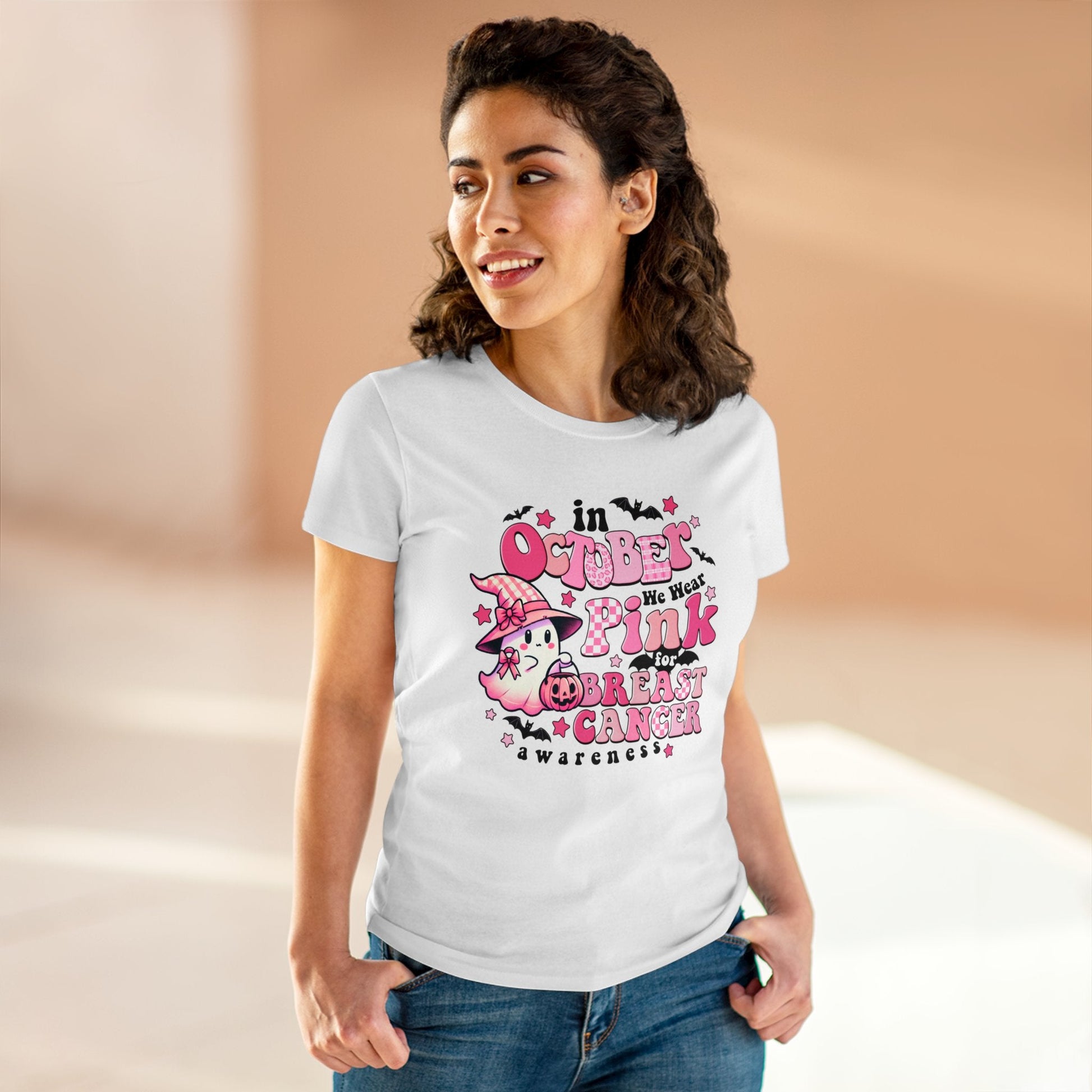 Boo - tiful Pink Ribbon Women's Midweight Cotton Tee - EternalAscension