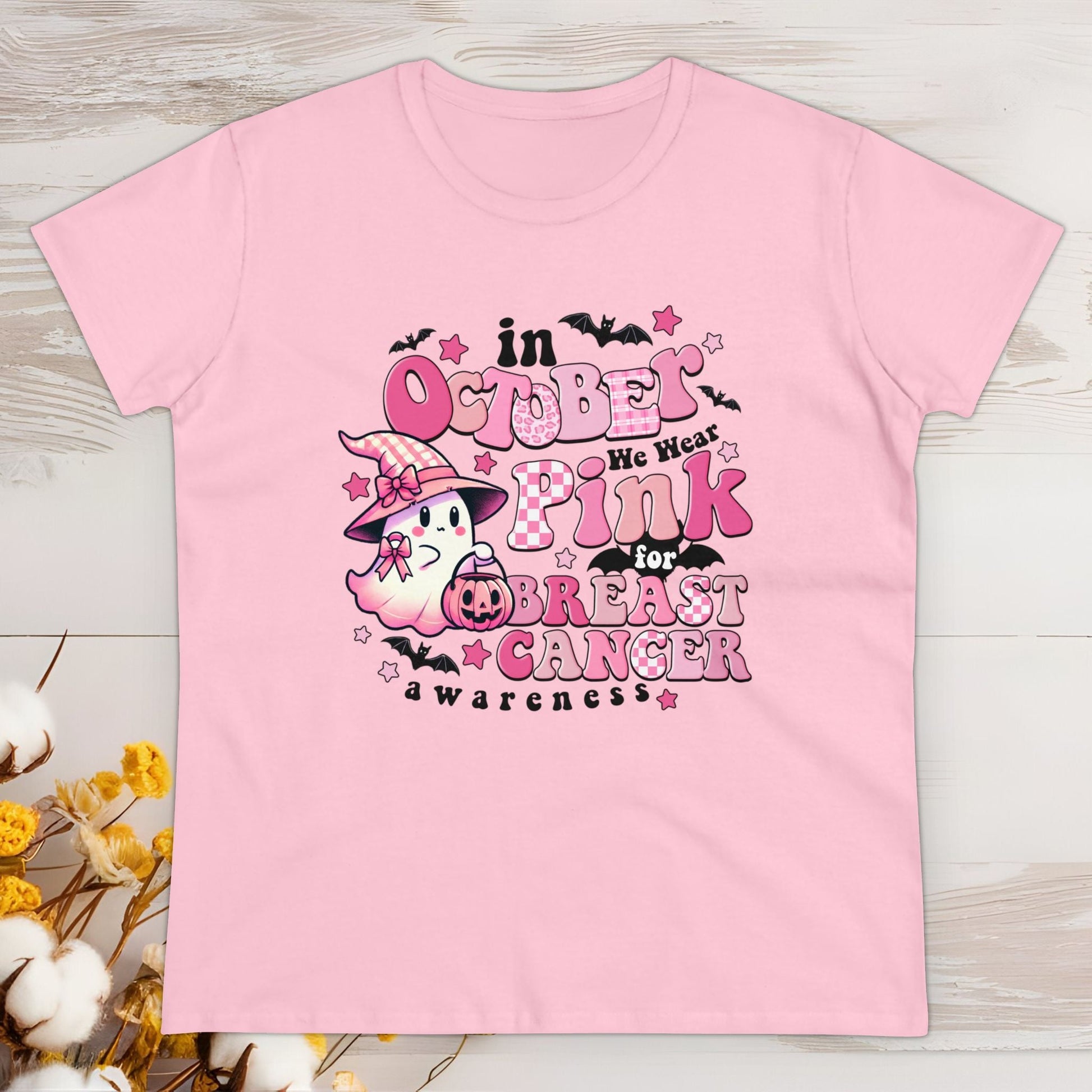 Boo - tiful Pink Ribbon Women's Midweight Cotton Tee - EternalAscension
