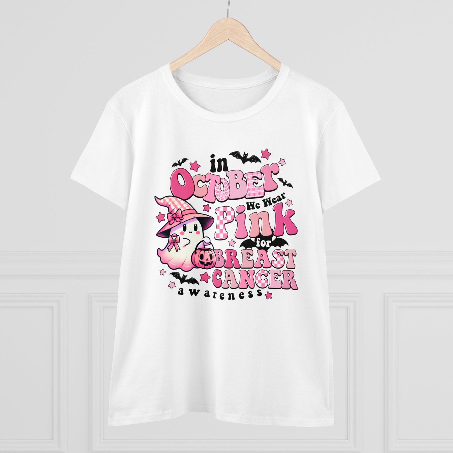 Boo - tiful Pink Ribbon Women's Midweight Cotton Tee - EternalAscension