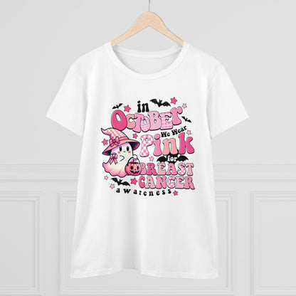 Boo - tiful Pink Ribbon Women's Midweight Cotton Tee - EternalAscension