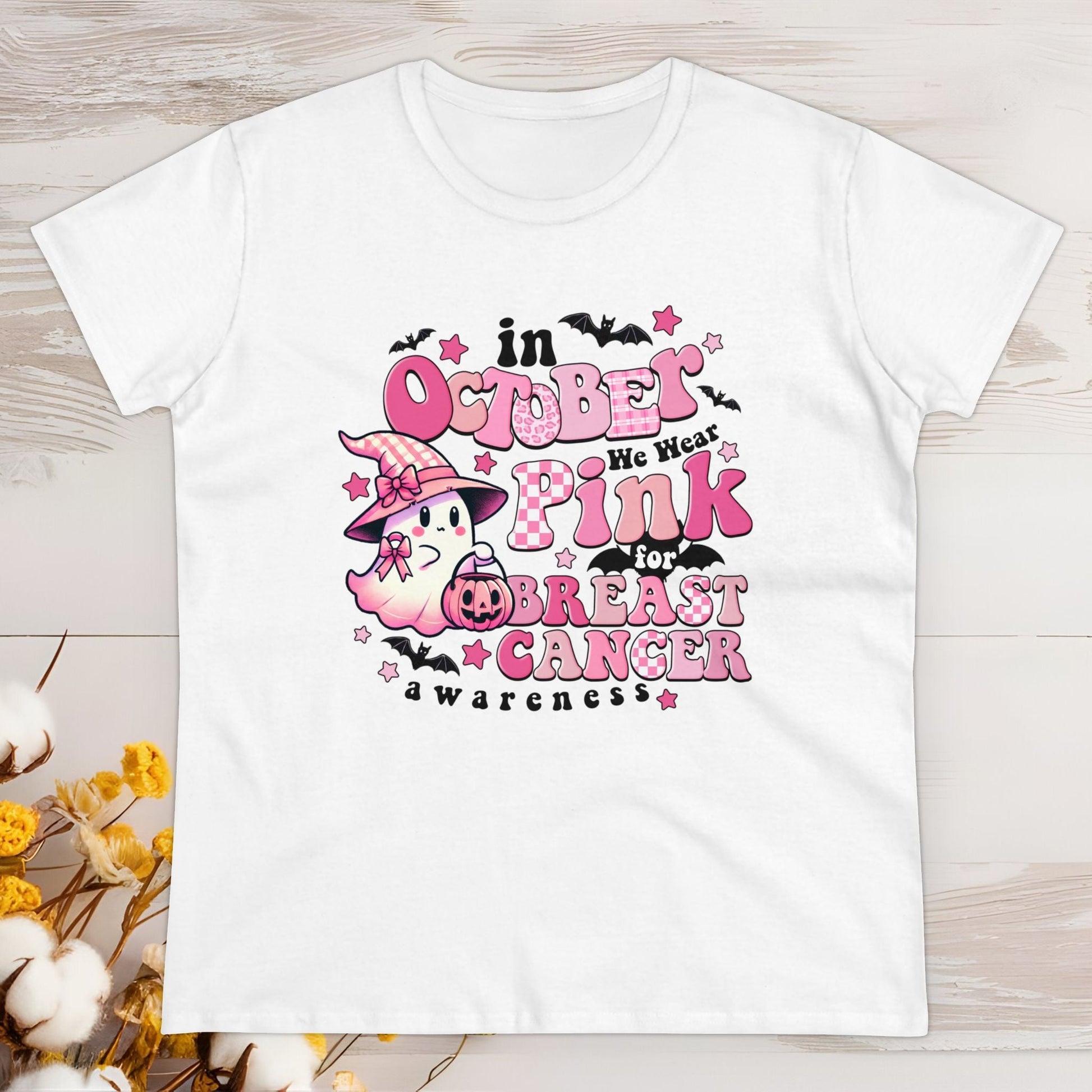 Boo - tiful Pink Ribbon Women's Midweight Cotton Tee - EternalAscension