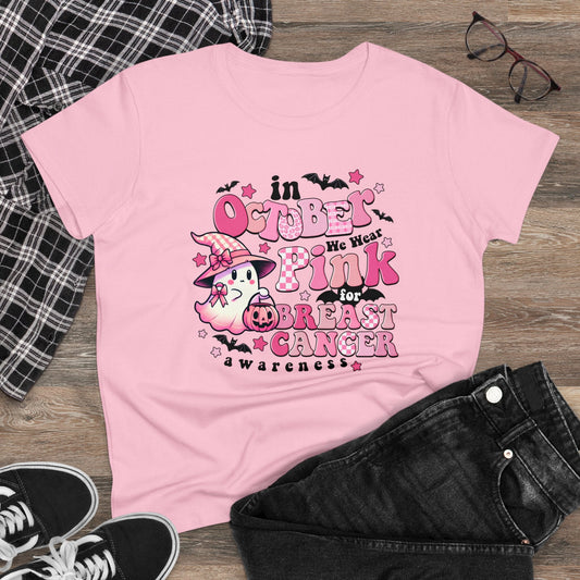 Boo - tiful Pink Ribbon Women's Midweight Cotton Tee - EternalAscension