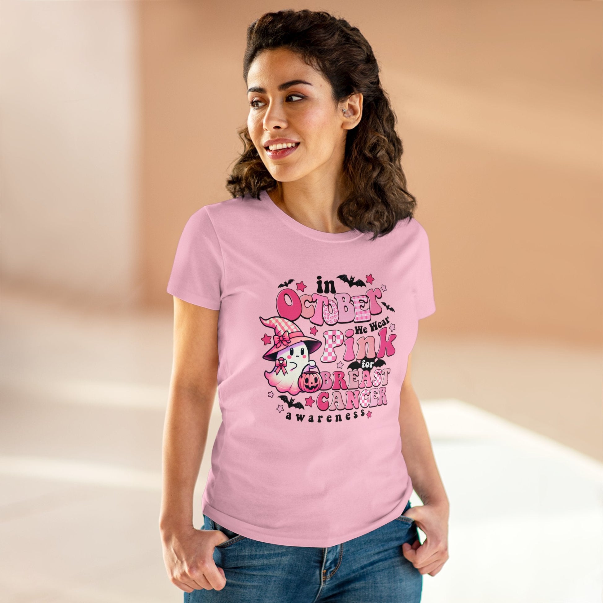 Boo - tiful Pink Ribbon Women's Midweight Cotton Tee - EternalAscension