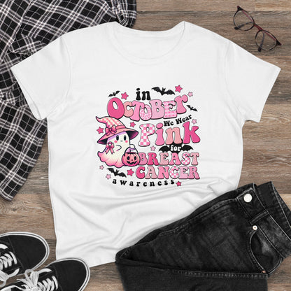Boo - tiful Pink Ribbon Women's Midweight Cotton Tee - EternalAscension
