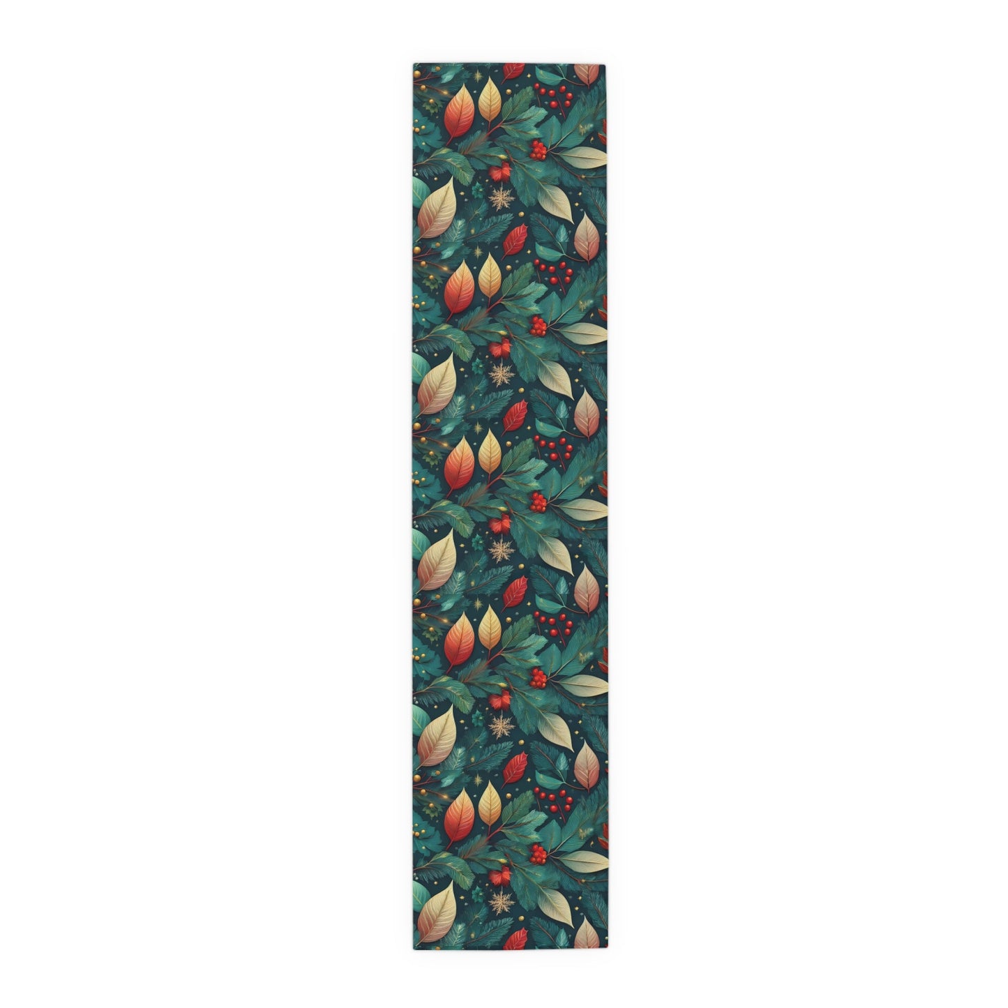 Botanical Bliss Table Runner, Vibrant Leaves Berries Design in Cotton/Poly - Holiday Home Decor, Kitchen Table Setting, Dining Room - EternalAscension