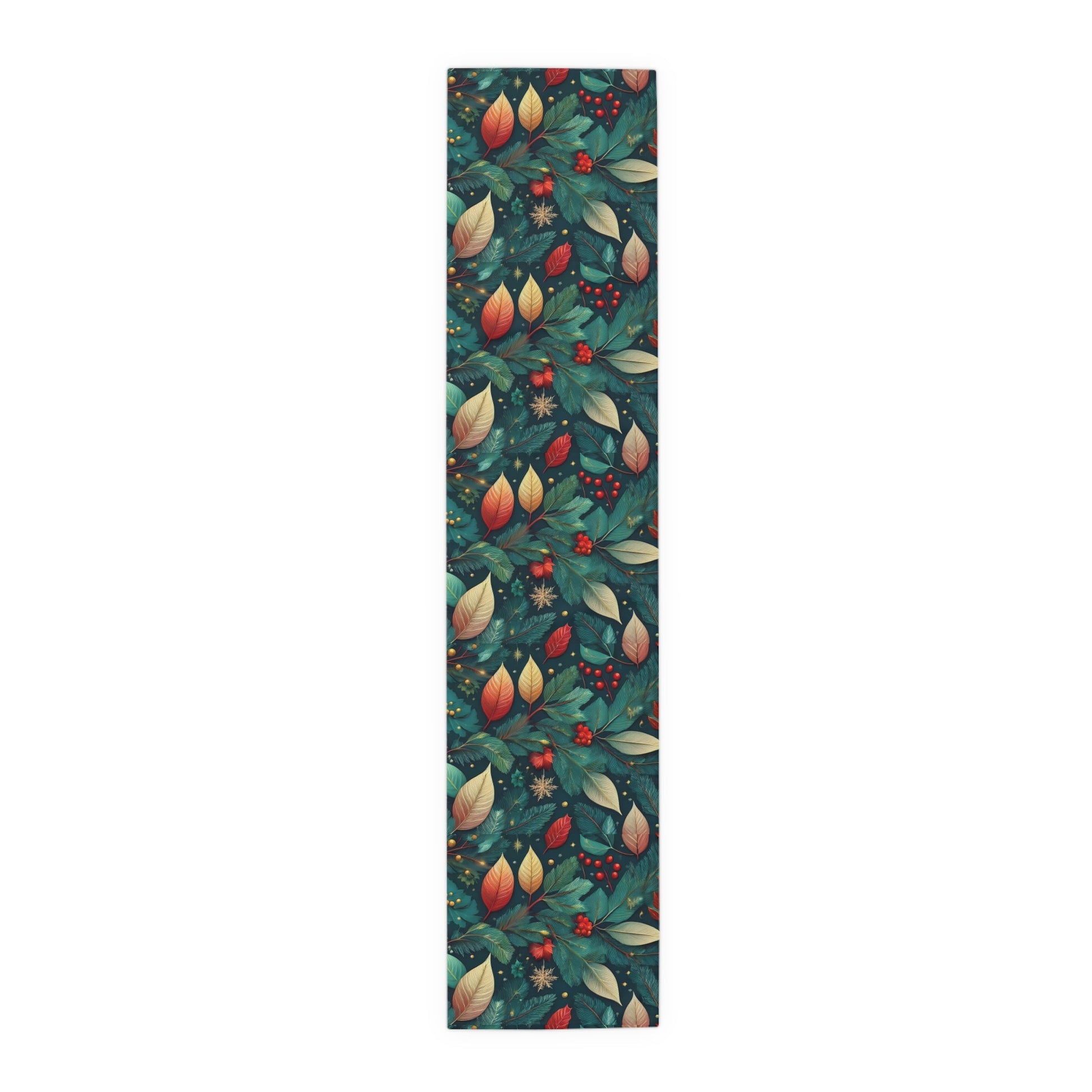 Botanical Bliss Table Runner, Vibrant Leaves Berries Design in Cotton/Poly - Holiday Home Decor, Kitchen Table Setting, Dining Room - EternalAscension