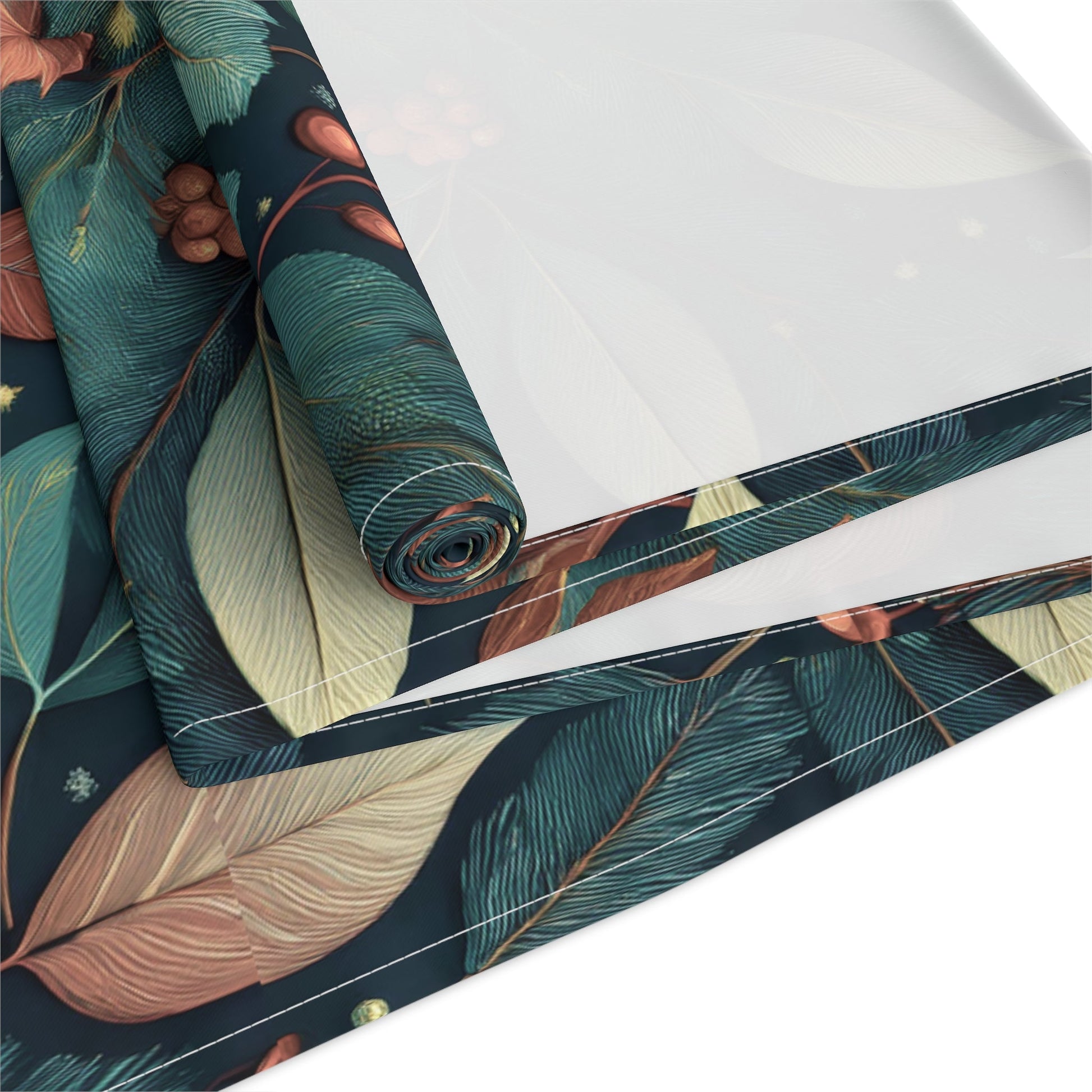 Botanical Bliss Table Runner, Vibrant Leaves Berries Design in Cotton/Poly - Holiday Home Decor, Kitchen Table Setting, Dining Room - EternalAscension