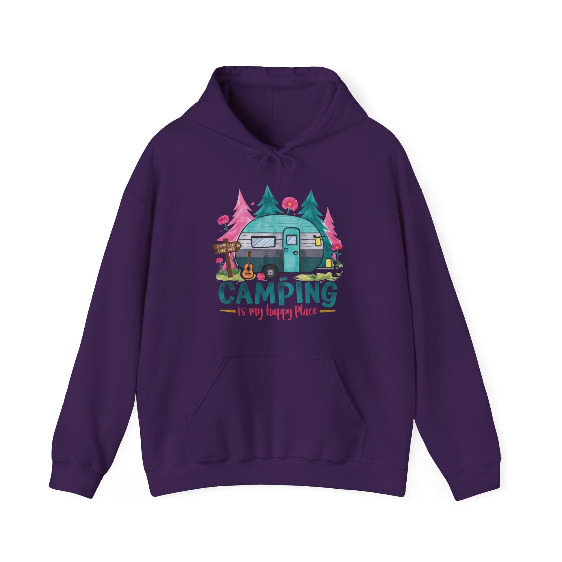Camping Is My Happy Place! Unisex Heavy Blend™ Hooded Sweatshirt - EternalAscension