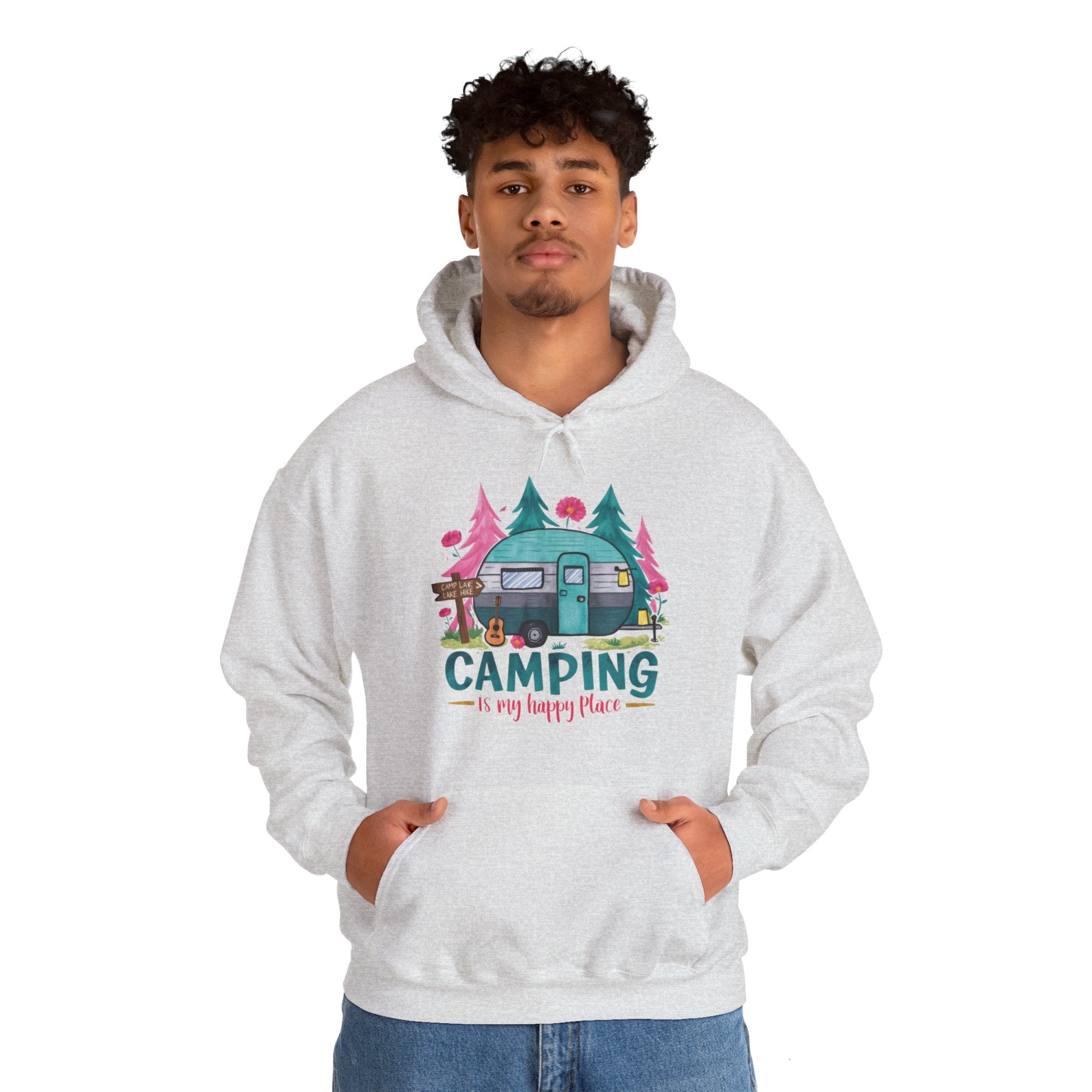Camping Is My Happy Place! Unisex Heavy Blend™ Hooded Sweatshirt - EternalAscension