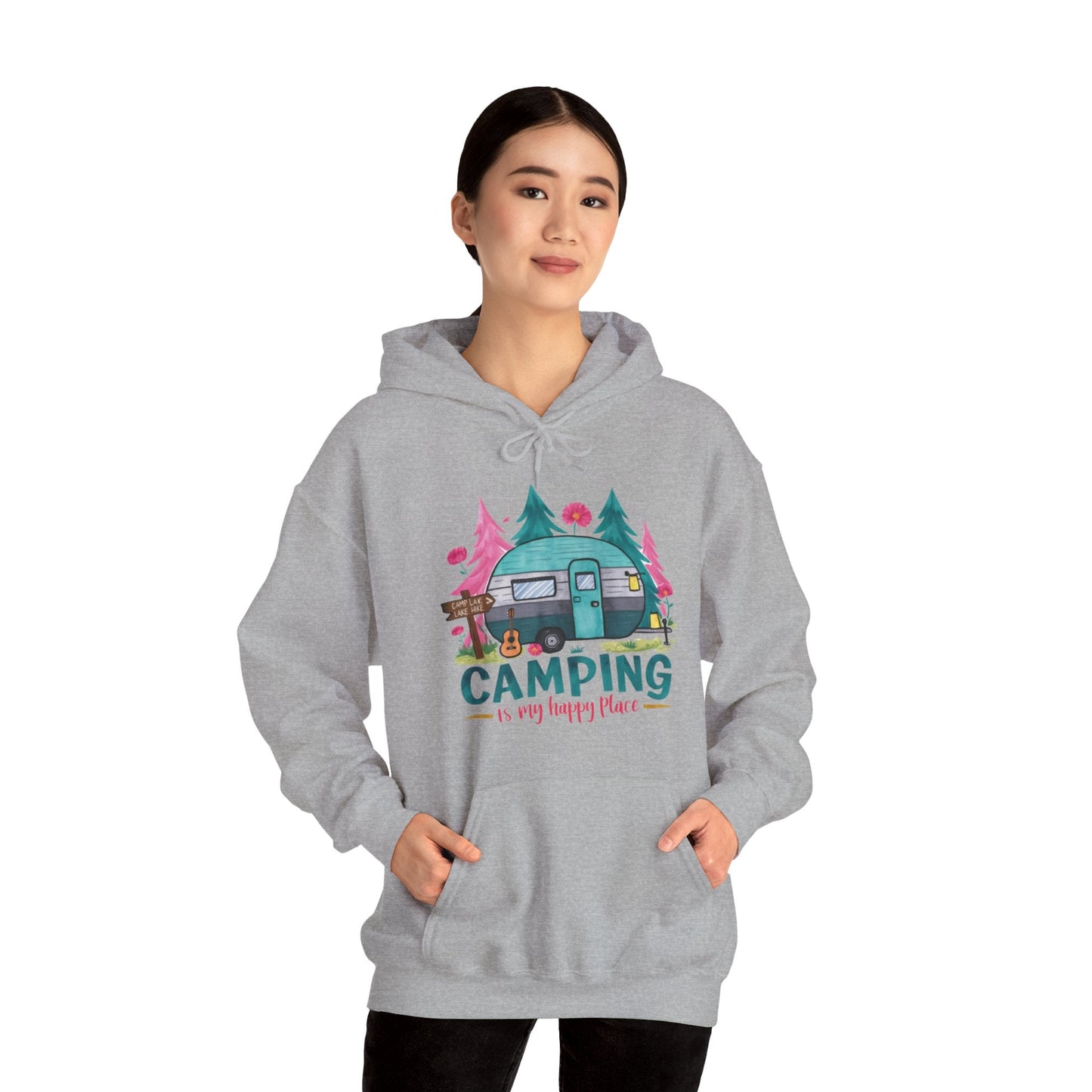 Camping Is My Happy Place! Unisex Heavy Blend™ Hooded Sweatshirt - EternalAscension