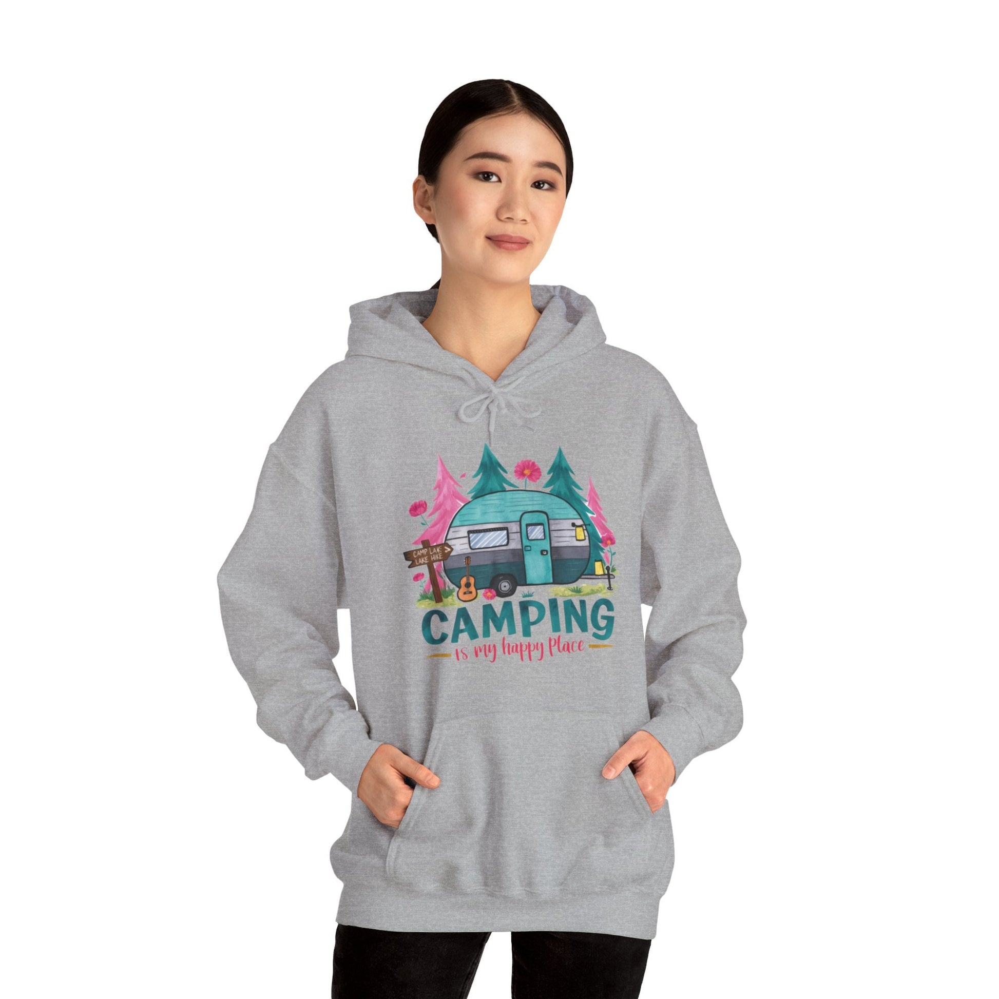 Camping Is My Happy Place! Unisex Heavy Blend™ Hooded Sweatshirt - EternalAscension
