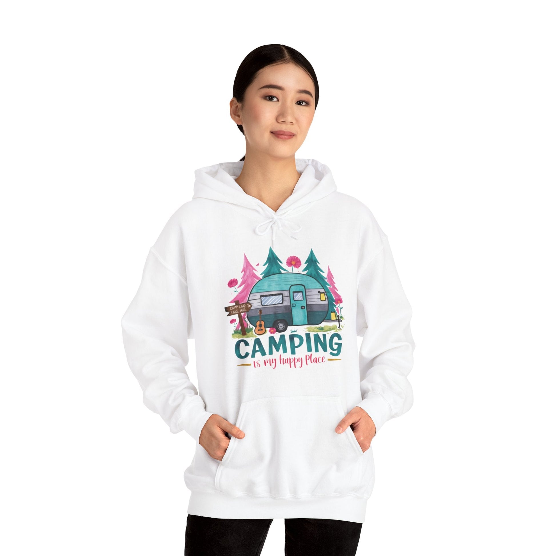 Camping Is My Happy Place! Unisex Heavy Blend™ Hooded Sweatshirt - EternalAscension