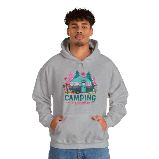 Camping Is My Happy Place! Unisex Heavy Blend™ Hooded Sweatshirt - EternalAscension