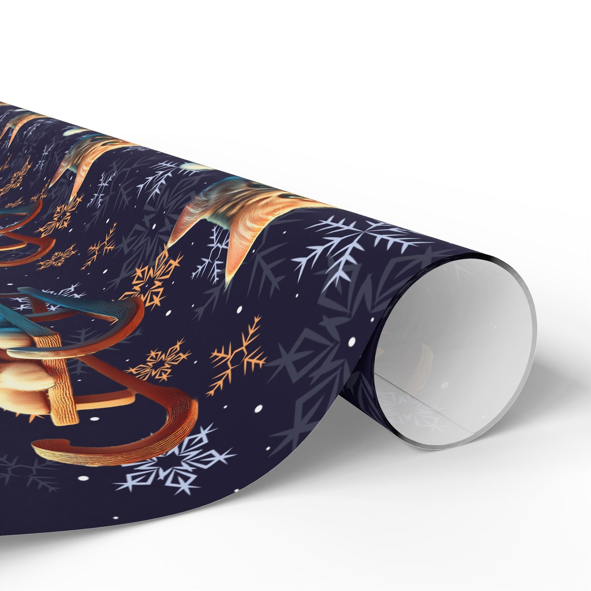 Cat on Sled Wrapping Paper, Holiday Gift Wrap, Christmas Cat Theme, Festive Present Wrap, Winter Magic Packaging, Cat Lover Gift Wrap - EternalAscension