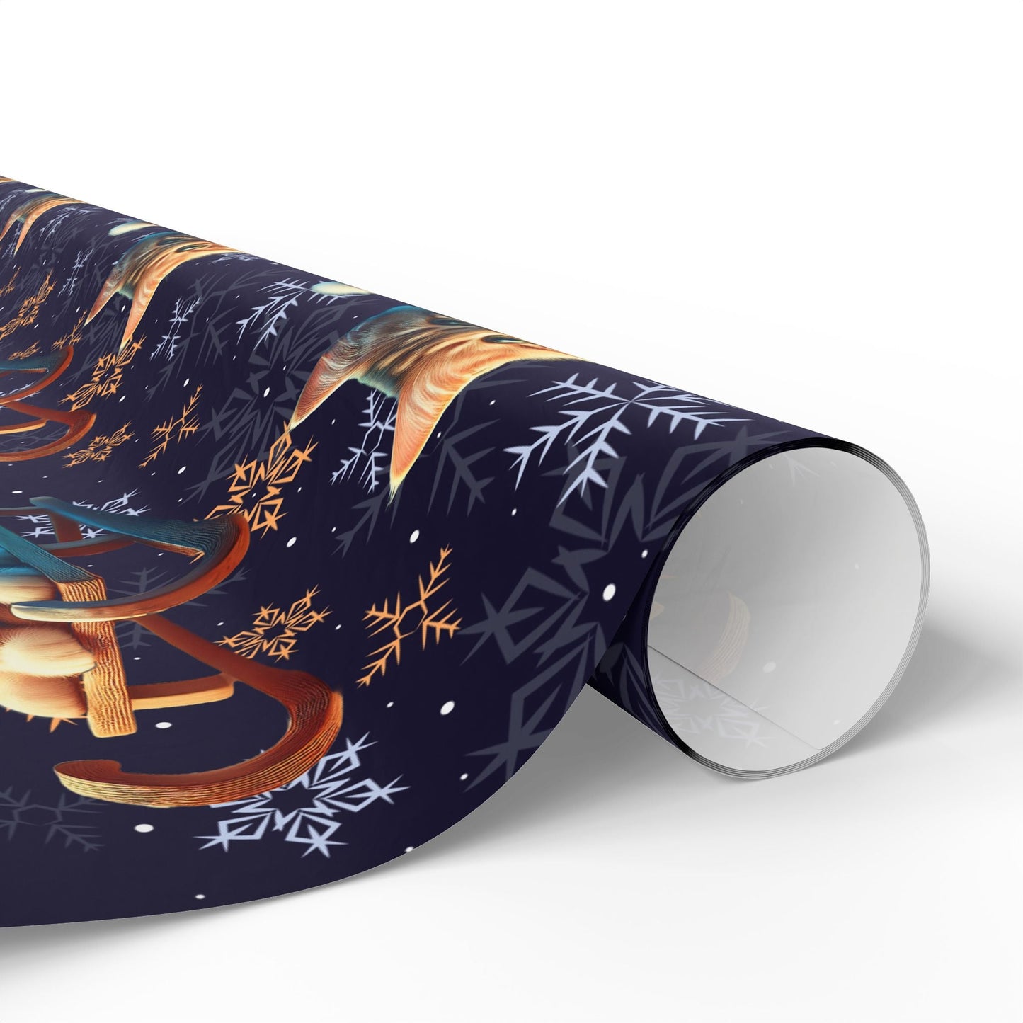 Cat on Sled Wrapping Paper, Holiday Gift Wrap, Christmas Cat Theme, Festive Present Wrap, Winter Magic Packaging, Cat Lover Gift Wrap - EternalAscension