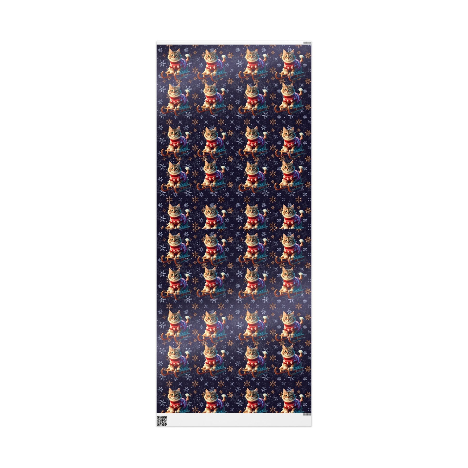 Cat on Sled Wrapping Paper, Holiday Gift Wrap, Christmas Cat Theme, Festive Present Wrap, Winter Magic Packaging, Cat Lover Gift Wrap - EternalAscension