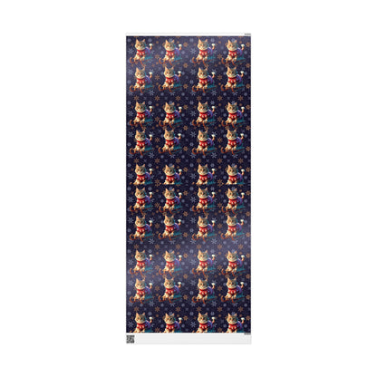 Cat on Sled Wrapping Paper, Holiday Gift Wrap, Christmas Cat Theme, Festive Present Wrap, Winter Magic Packaging, Cat Lover Gift Wrap - EternalAscension
