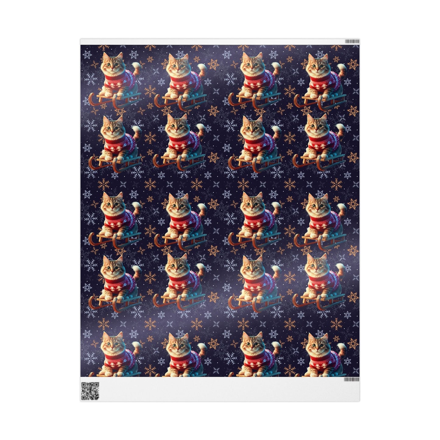 Cat on Sled Wrapping Paper, Holiday Gift Wrap, Christmas Cat Theme, Festive Present Wrap, Winter Magic Packaging, Cat Lover Gift Wrap - EternalAscension
