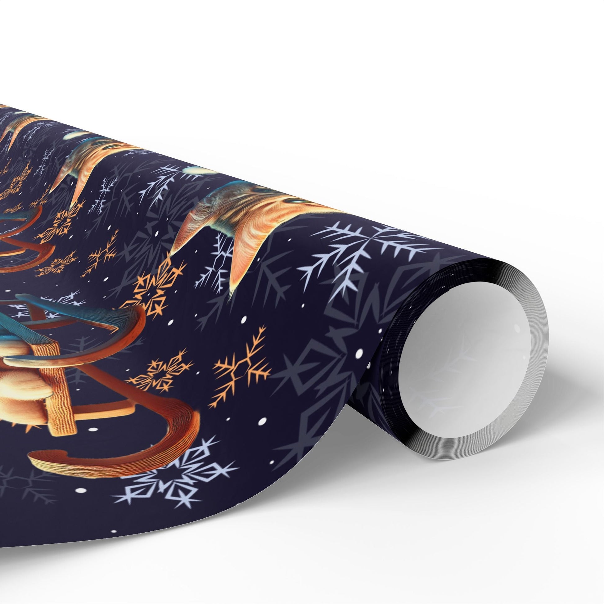 Cat on Sled Wrapping Paper, Holiday Gift Wrap, Christmas Cat Theme, Festive Present Wrap, Winter Magic Packaging, Cat Lover Gift Wrap - EternalAscension