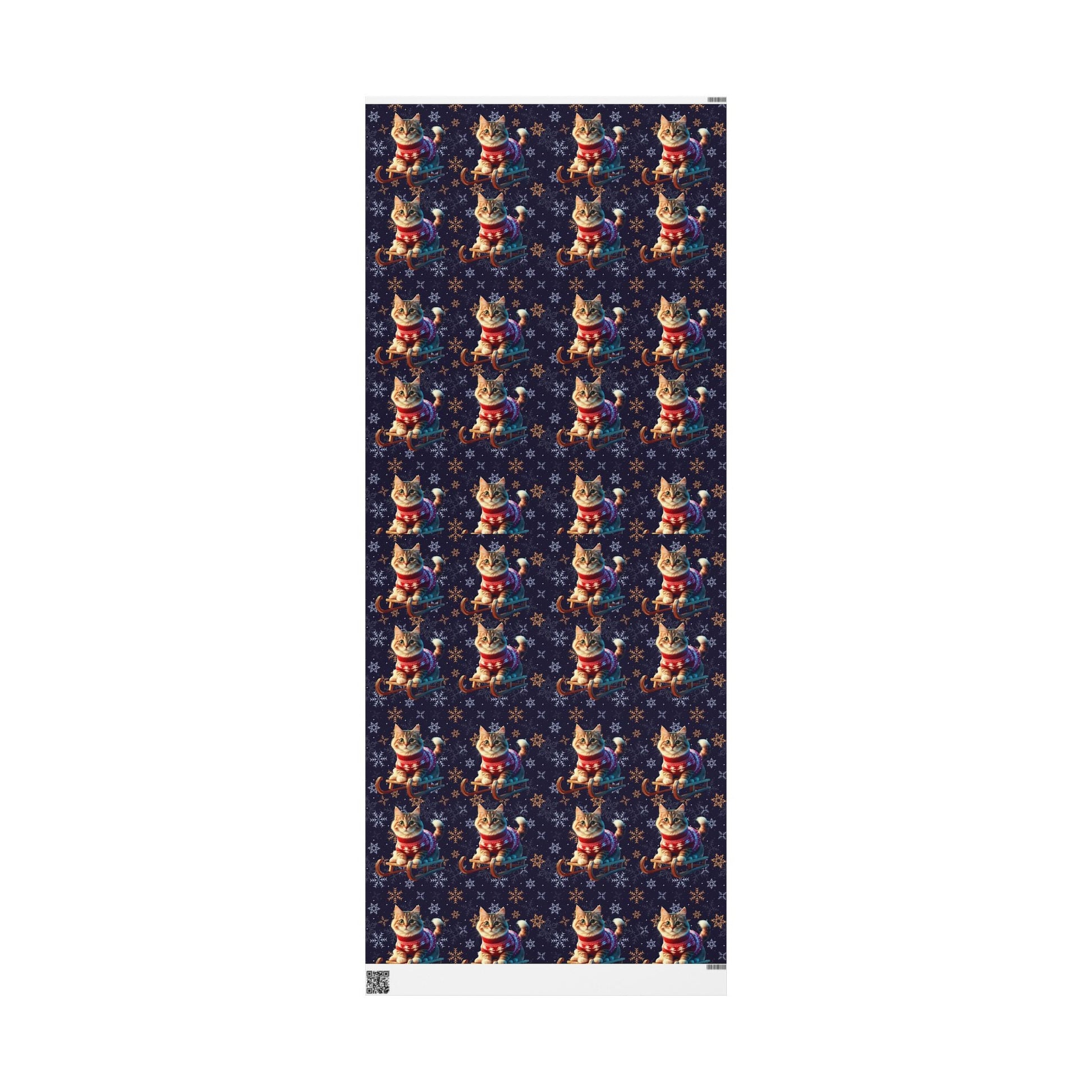 Cat on Sled Wrapping Paper, Holiday Gift Wrap, Christmas Cat Theme, Festive Present Wrap, Winter Magic Packaging, Cat Lover Gift Wrap - EternalAscension