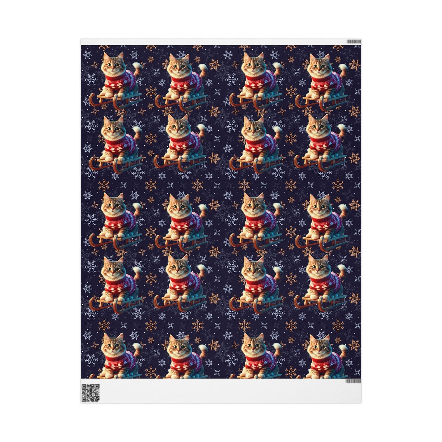 Cat on Sled Wrapping Paper, Holiday Gift Wrap, Christmas Cat Theme, Festive Present Wrap, Winter Magic Packaging, Cat Lover Gift Wrap - EternalAscension