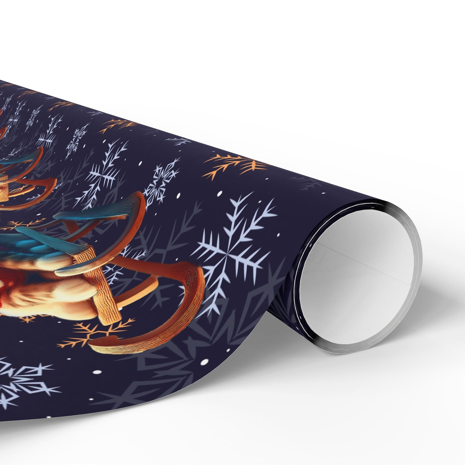 Cat on Sled Wrapping Paper, Holiday Gift Wrap, Christmas Cat Theme, Festive Present Wrap, Winter Magic Packaging, Cat Lover Gift Wrap - EternalAscension