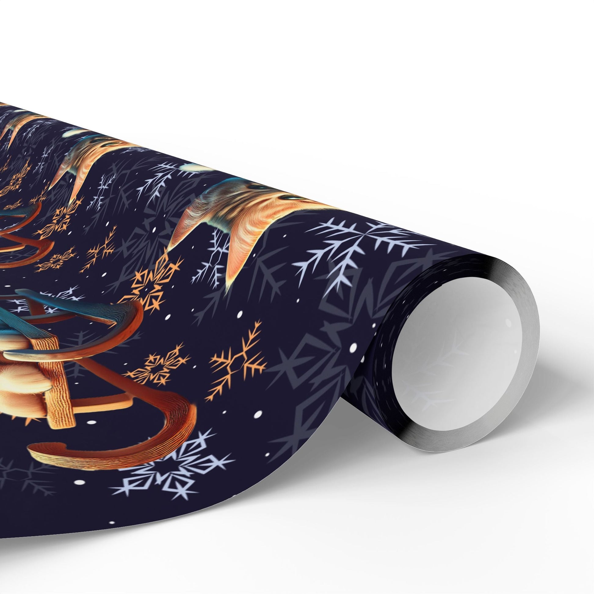 Cat on Sled Wrapping Paper, Holiday Gift Wrap, Christmas Cat Theme, Festive Present Wrap, Winter Magic Packaging, Cat Lover Gift Wrap - EternalAscension
