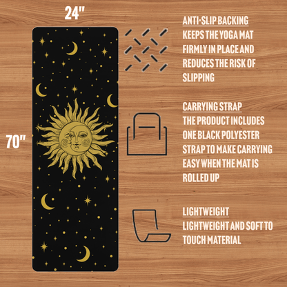 Celestial Cosmos Yoga Mat, Sun Moon Design - EternalAscension