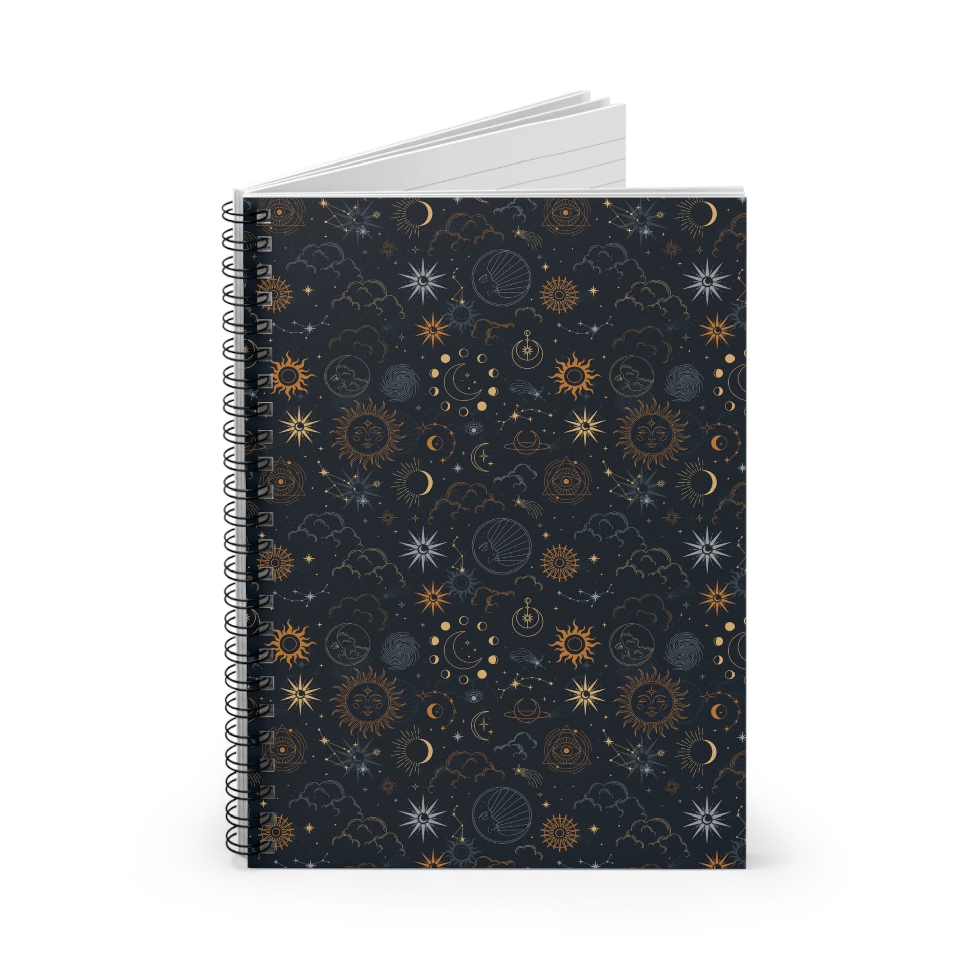 Celestial Notebook - Ruled Line Journal with Sun, Moon, Stars, and Mystical Elements - EternalAscension