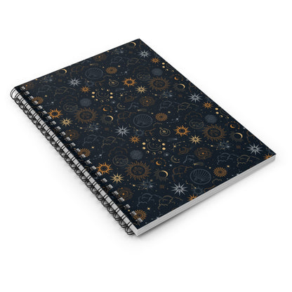 Celestial Notebook - Ruled Line Journal with Sun, Moon, Stars, and Mystical Elements - EternalAscension