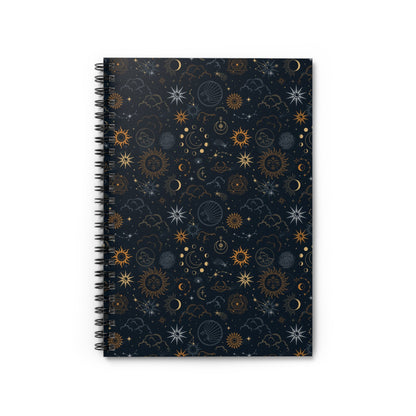 Celestial Notebook - Ruled Line Journal with Sun, Moon, Stars, and Mystical Elements - EternalAscension