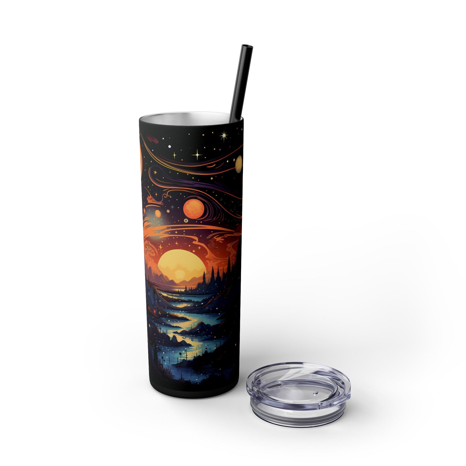 Celestial Serenity Skinny Tumbler with Straw, 20oz - EternalAscension
