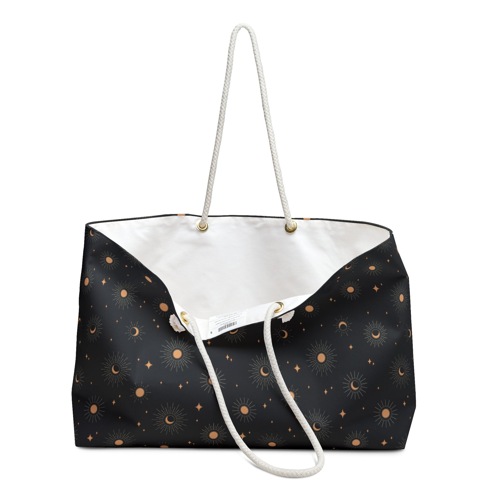 Celestial Tote Bag, Sun Moon Star Pattern, Weekend Travel Bag - EternalAscension