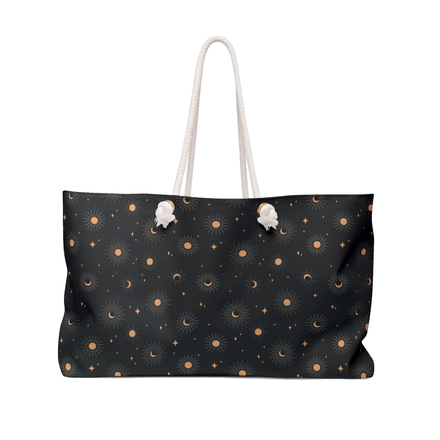 Celestial Tote Bag, Sun Moon Star Pattern, Weekend Travel Bag - EternalAscension