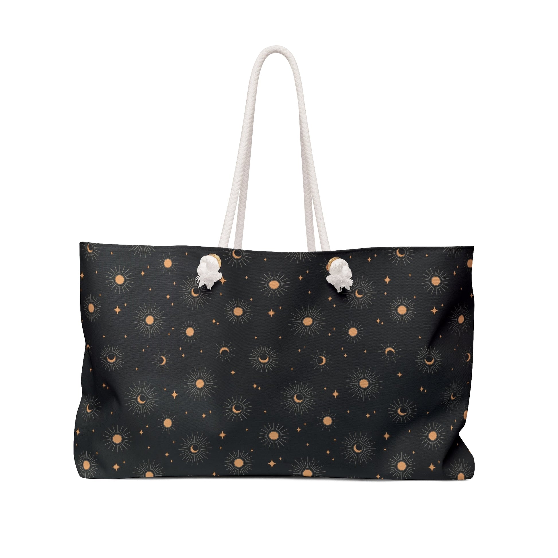 Celestial Tote Bag, Sun Moon Star Pattern, Weekend Travel Bag - EternalAscension