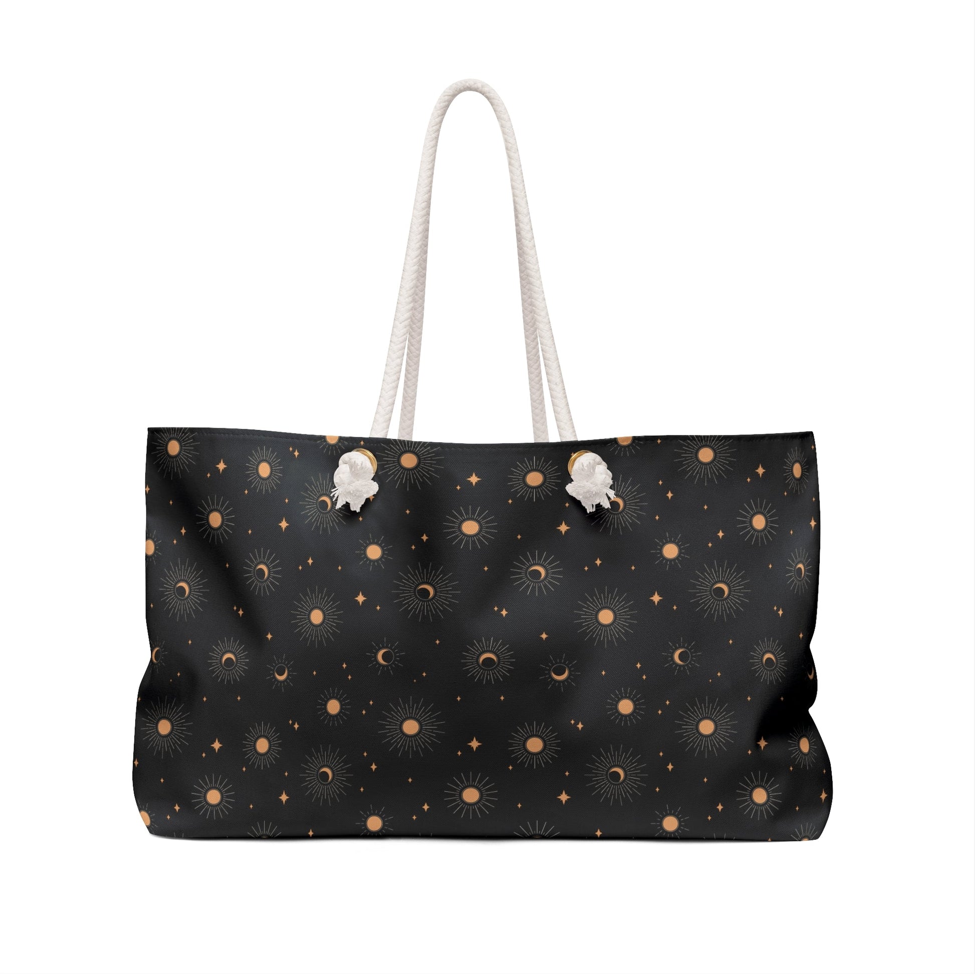 Celestial Tote Bag, Sun Moon Star Pattern, Weekend Travel Bag - EternalAscension