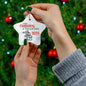 Christmas Housewarming Ceramic Ornament, New Homeowner Gift, Holiday Decoration, 2024 Keepsake, House Key Ornament, Bokeh Background - EternalAscension