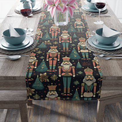 Christmas Nutcrackers Table Runner, Festive Cotton Poly Holiday Decor, Xmas Dinner Decoration, Kitchen Table Linens, Dining Room Centerpiece - EternalAscension