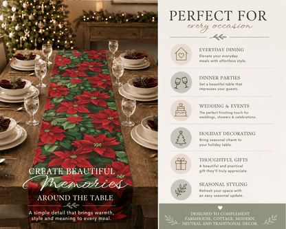 Christmas Poinsettia Table Runner - EternalAscension