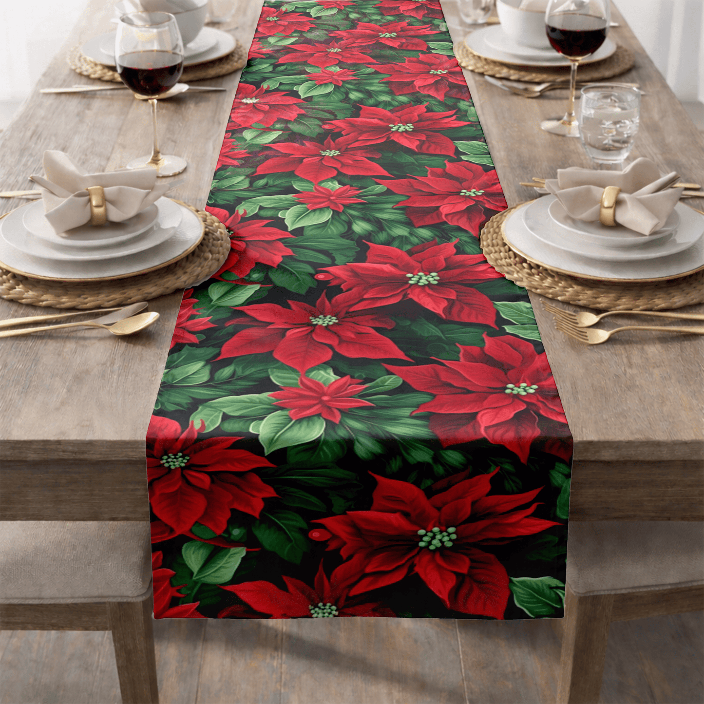 Christmas Poinsettia Table Runner - EternalAscension