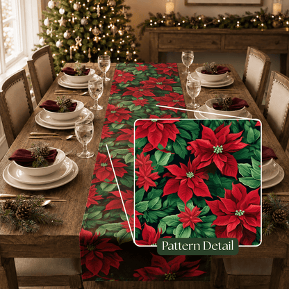 Christmas Poinsettia Table Runner - EternalAscension