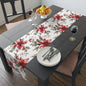 Christmas Poinsettia Table Runner, Festive Holiday Cotton Decor, Red Berry Holly Pine Cone Design, Xmas Dining Room Linens, Holiday Home - EternalAscension