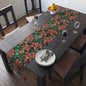 Christmas Poinsettia Table Runner, Festive Holiday Decor, Elegant Red Floral Design, Cotton Poly Blend, Dining Table Centerpiece, Seasonal - EternalAscension